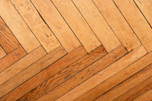 Wooden floor with herringbone pattern