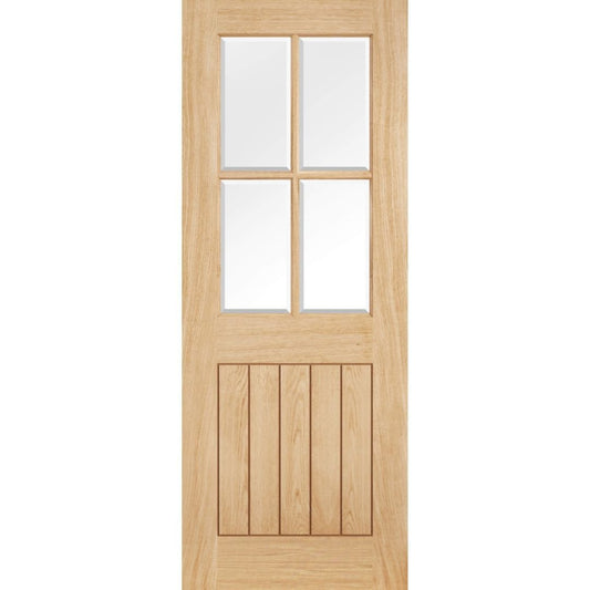 The Best Practices for Choosing Oak Internal Doors Online a Feature on LPD Doors Unfinished Oak Belize 4 Light With Clear Bevelled Glass - JJ Building Materials