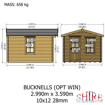 Shire Bucknells Log Cabin With 28mm Log Thickness