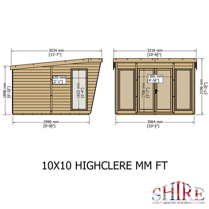 Shire Highclere Double Door T&G Modern Wooden Summerhouse
