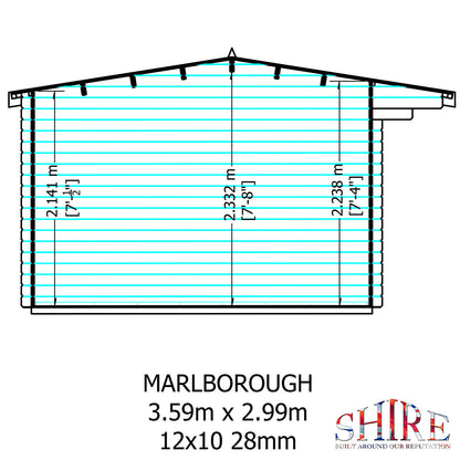 Shire Marlborough Log Cabin With 28mm Log Thickness