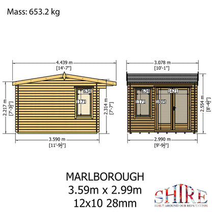 Shire Marlborough Log Cabin With 28mm Log Thickness