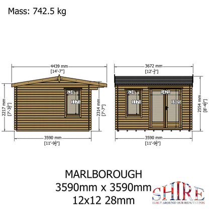 Shire Marlborough Log Cabin With 28mm Log Thickness