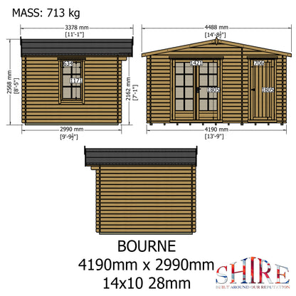 Shire Bourne 14x10ft Log Cabin With 28mm Log Thickness