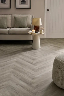 Woodpecker Craft Rain Oak Herringbone Stratex Wood Flooring With Built In Underlay (1.44m2)