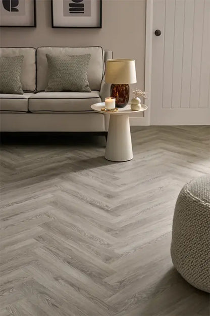 Woodpecker Craft Rain Oak Herringbone Stratex Wood Flooring With Built In Underlay (1.44m2)