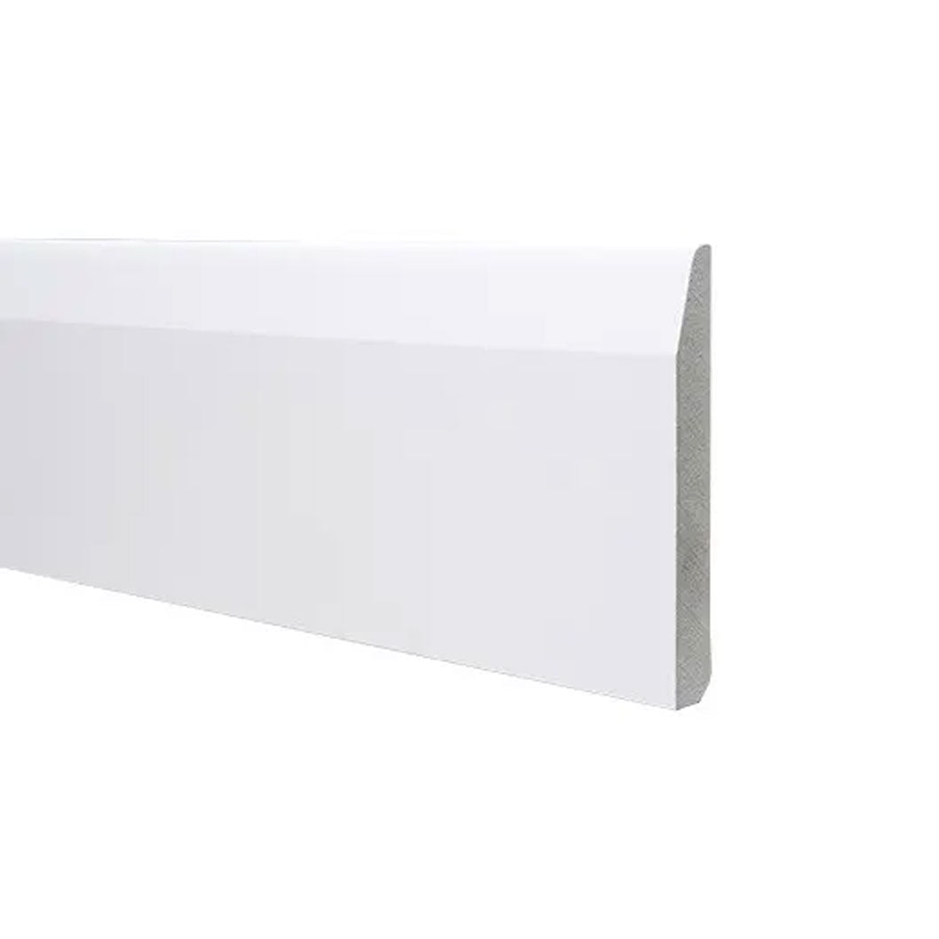 18x144mm 4.4m MR Primed Chamfered & Rounded MDF Skirting Board - JJ Building Materials