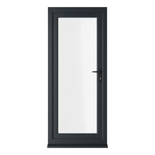 Crystal UPVC Grey 7016 / White Triple Glazed Single Door Full Glass LH Clear