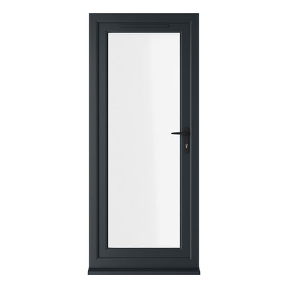 Crystal UPVC  Grey 7016 External White Int Clear Glazing Single Door Full Glass Double Glazed Left Hand Open