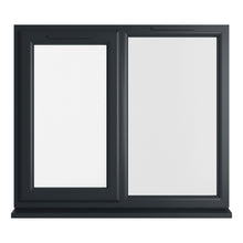 Crystal UPVC Grey 7016 Casement Window Left Hand Side Hung Next To Fixed Light Clear Glazing