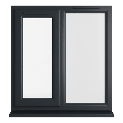 Crystal UPVC Grey 7016 Casement Window Left Hand Side Hung Next To Fixed Light Clear Glazing