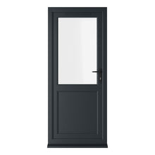 Crystal UPVC  Grey 7016 External White Int Clear Glazing Single Door Half Panel Double Glazed Left Hand Open