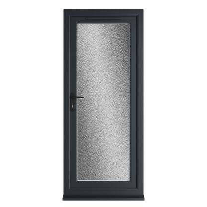 Crystal UPVC Grey 7016 / White Triple Glazed Single Door Full Glass RH Obscure