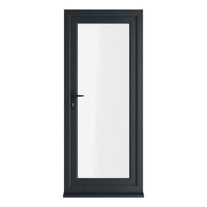 Crystal UPVC  Grey 7016 External White Int Clear Glazing Single Door Full Glass Double Glazed Right Hand Open