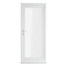Crystal UPVC White Triple Glazed Single Door Full Glass RH Clear