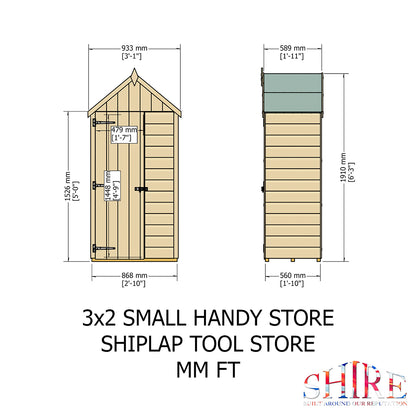 Shire Handy Store 3x2ft Shiplap Garden Storage