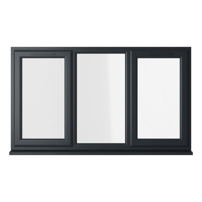Crystal UPVC Grey 7016 Casement Window Left & Right Side Hung With Fixed Centre Clear Glazing