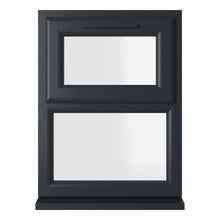 Crystal UPVC Grey 7016 Casement Window White Int Top Hung Opener Over Fixed Light Clear Glazing