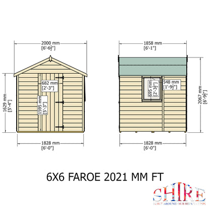 Shire Faroe 6x6ft Single Door T&G Apex Wooden Shed