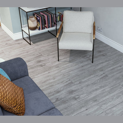 SPC Click Flooring Frosted Grey 1220mm x 180mm with Built-in Underlay - Pack of 10