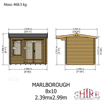 Shire Marlborough Log Cabin With 28mm Log Thickness