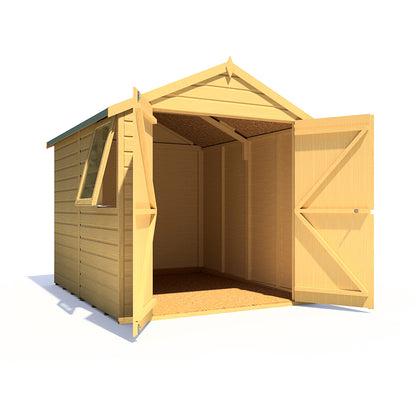 Shire Warwick 8x6ft T&G Double Door Apex Wooden Shed