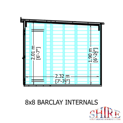 Shire Barclay 8x8ft Corner Double Door T&G  Wooden Summerhouse