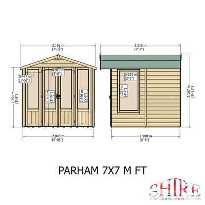 Shire Parham 7x7ft Double Door T&G Wooden Summerhouse