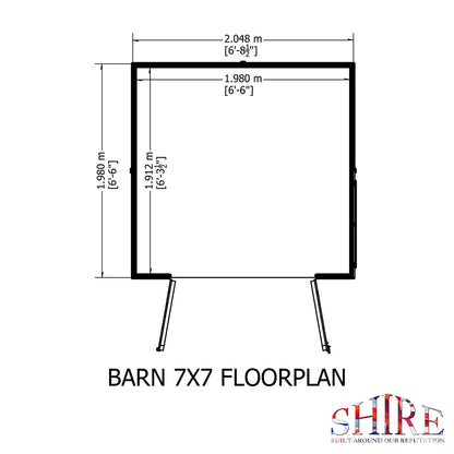 Shire Barn 7x7ft T&G Double Door Wooden Shed