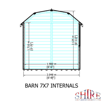 Shire Barn 7x7ft T&G Double Door Wooden Shed