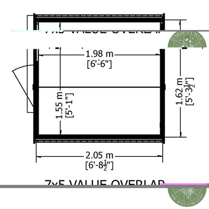 Shire Overlap 7x5ft Single Door Value Wooden Shed