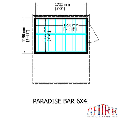 Shire Paradise Pent Roof Outdoor Bar 6x4ft