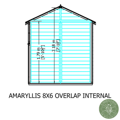Shire Overlap 8x6ft Single Door Reverse Apex Amaryllis Wooden Shed