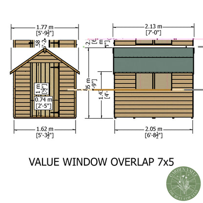 Shire Overlap 7x5ft Single Door Value Wooden Shed
