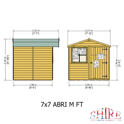 Shire Abri 7x7ft T&G Single Door Apex Wooden Shed