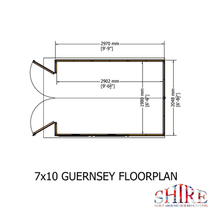 Shire Guernsey 7x10ft T&G Double Door Apex Wooden Shed
