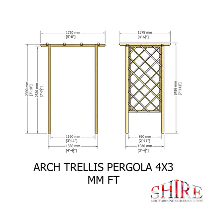 Shire 4x3ft Arch Trellis Pressure Treated Pergola