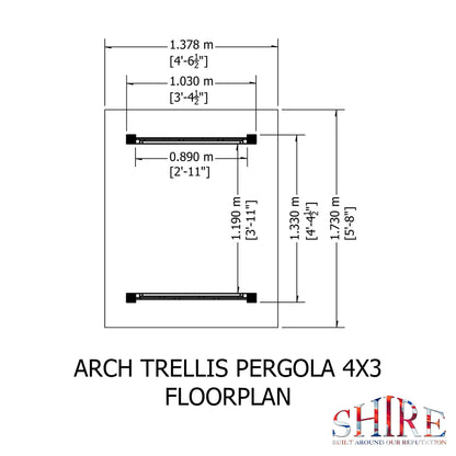 Shire 4x3ft Arch Trellis Pressure Treated Pergola