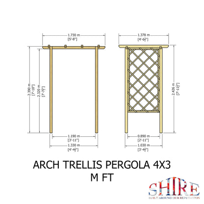 Shire 4x3ft Arch Trellis Pressure Treated Pergola