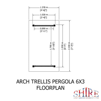 Shire 6x3FT Arch Trellis Pressure Treated Pergola