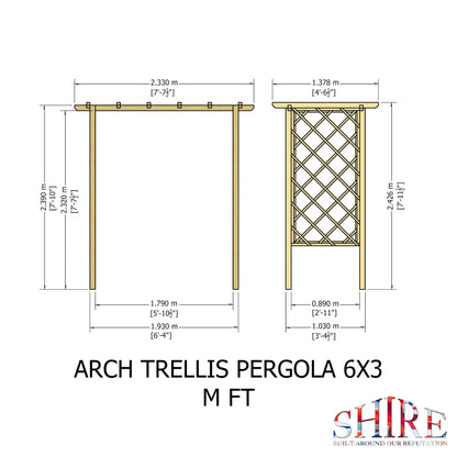 Shire 6x3FT Arch Trellis Pressure Treated Pergola