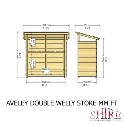 Shire Aveley 3.2 x 1.5ft Double Welly Store