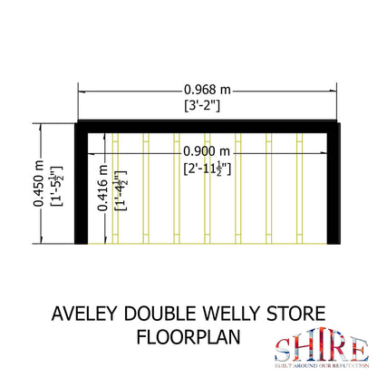 Shire Aveley 3.2 x 1.5ft Double Welly Store