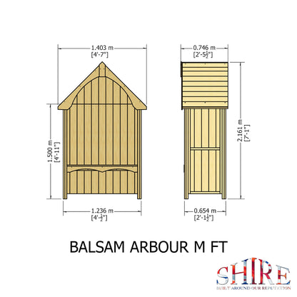 Shire Balsam Garden Arbour Seat 4 x 2ft Pressure Treated