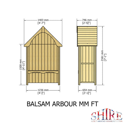 Shire Balsam Garden Arbour Seat 4 x 2ft Pressure Treated