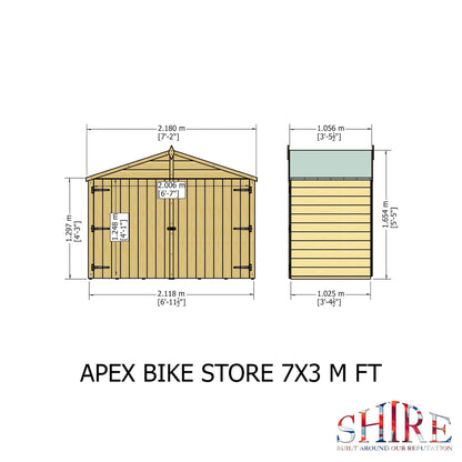 Shire 6 x 3ft Double Door Shiplap Apex Bike Shed