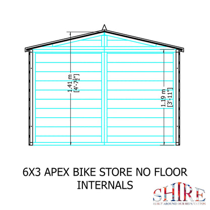 Shire 6 x 3ft Shiplap Apex Bike Shed