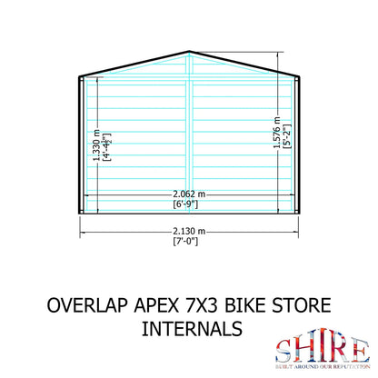 Shire 7 x 3ft Double Door Overlap Apex Bike Shed
