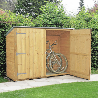 Shire 6.14 x 2.3ft Double Door Shiplap Pent Bike Shed