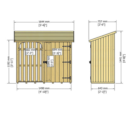 Shire 5 x 2ft Country Log and Tool Store